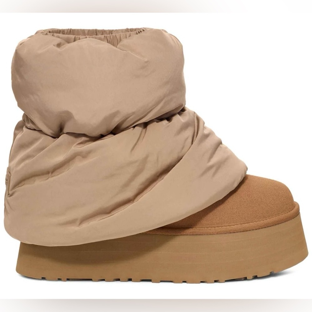 UGG Mini Dipper Puffer Boots in Color Chestnut